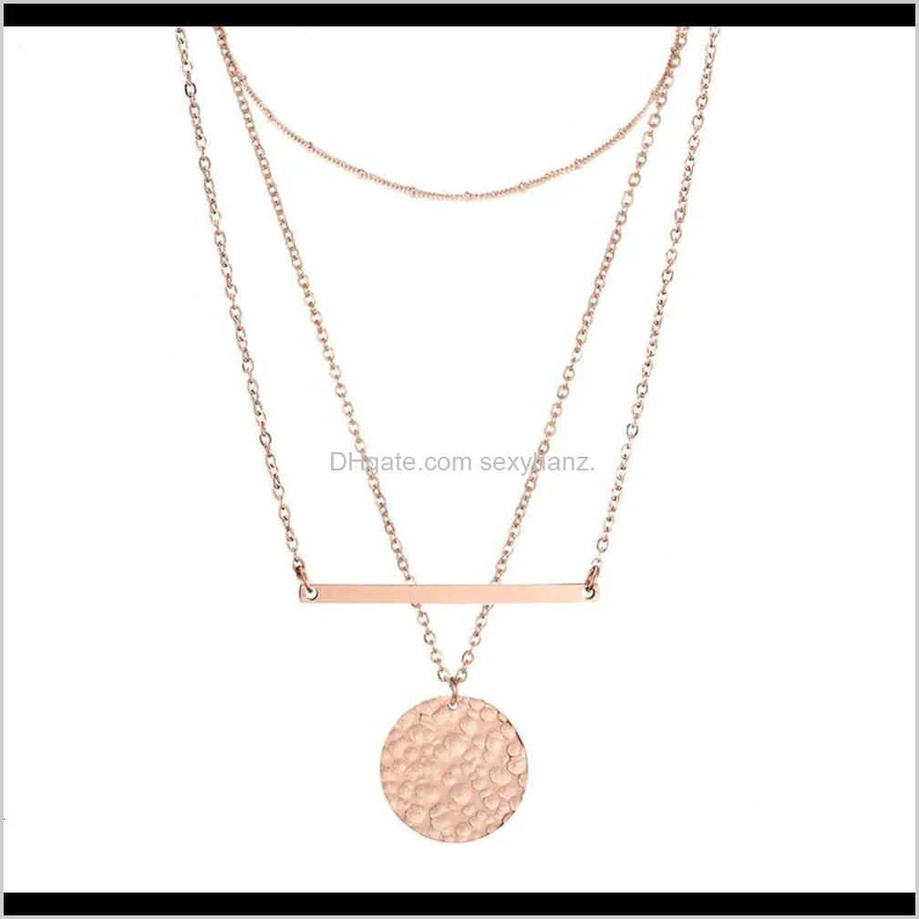 pendants emanco multi layer gold plated necklace 316l stainless steel geometric pendant