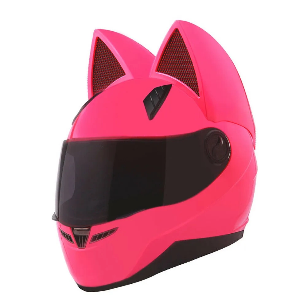 Nitrinos Capacete de Motocicleta Rosto Completo com Orelhas de Gato Personalidade de Cor Rosa Moda Tamanho M / L / XL / XXL