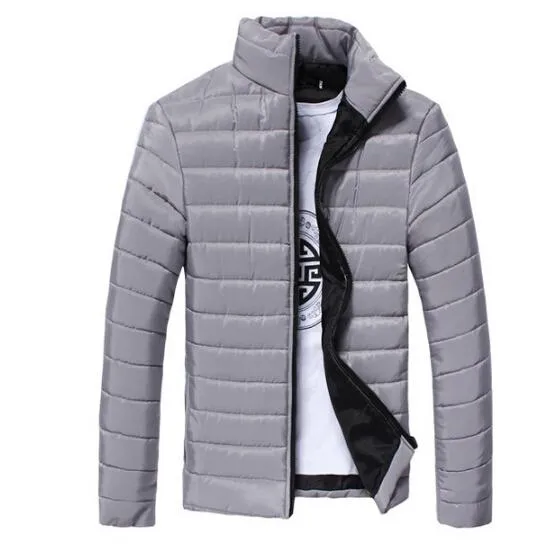 Men Spring Autumn Down Jackets Cotton Padded Coats Long Sleeved Solid Color Outerwear White Black Blue