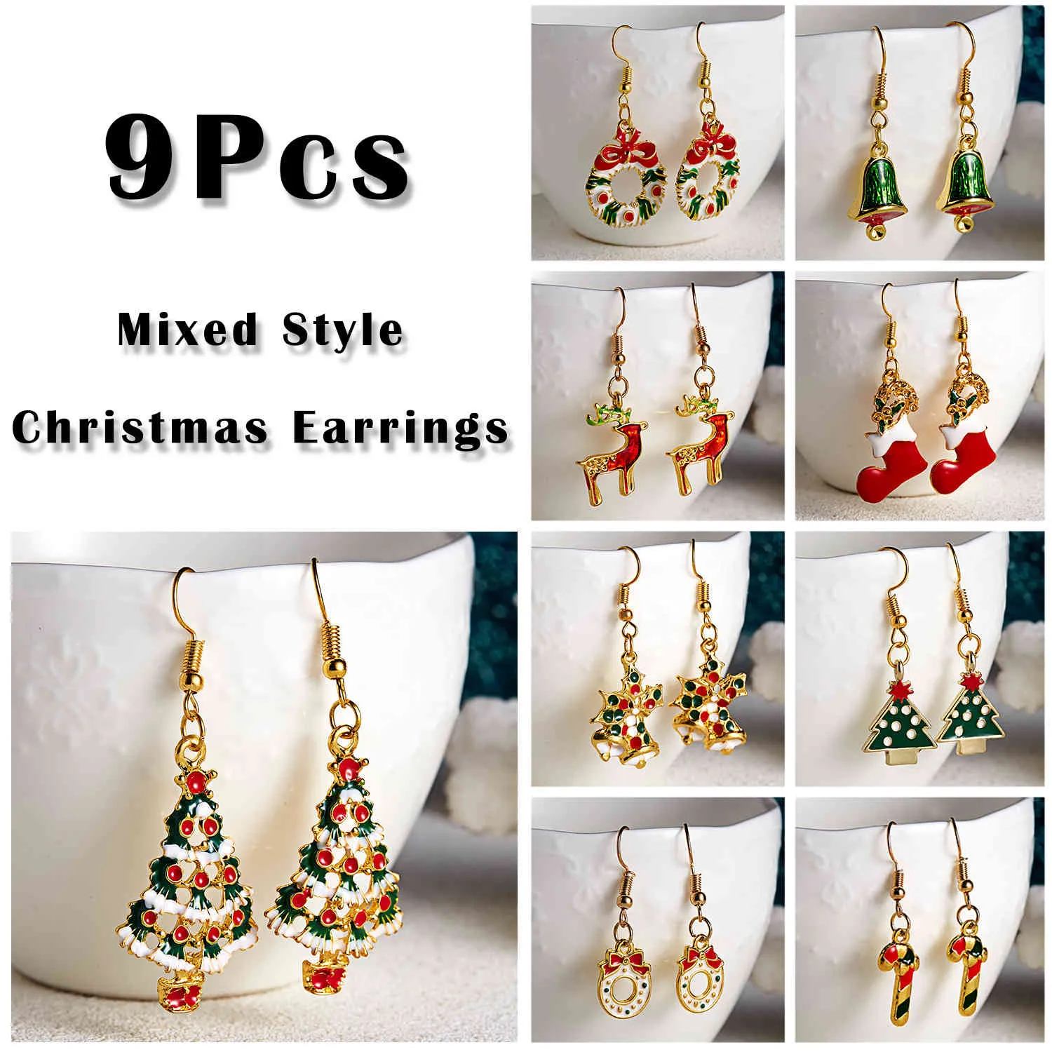 2021 Popular Christmas Earrings decorative Earrings Fashion ear hook Christmas Tree Earrings