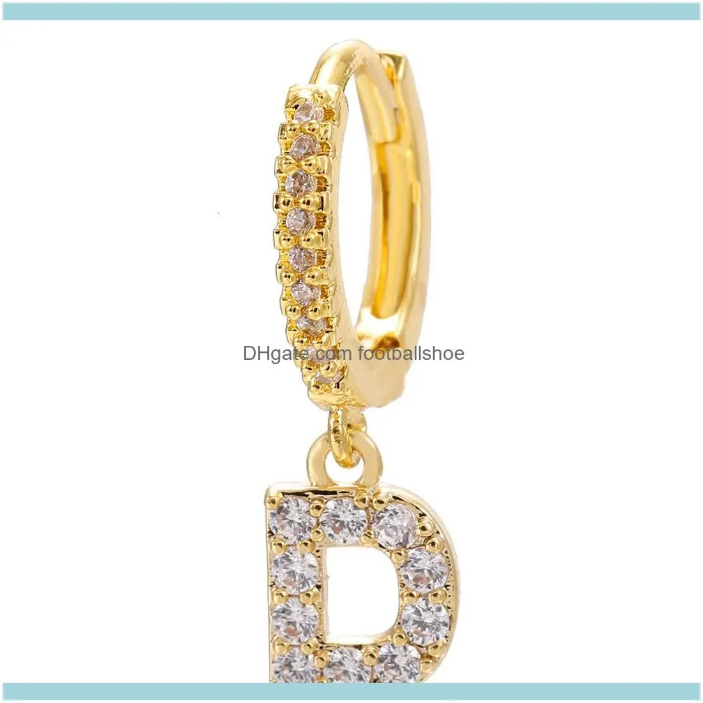 zircon 26 micro inlaid English plated letters gold jewelry popular Earrings