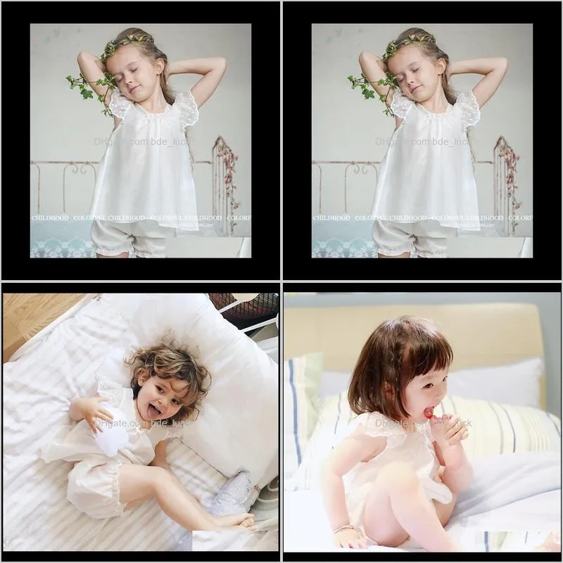 2020Summer New Girls 30%Silk Sleepwear Suit Children`s Leisure Baby Girl Pajamas Kids Pajamas Kids