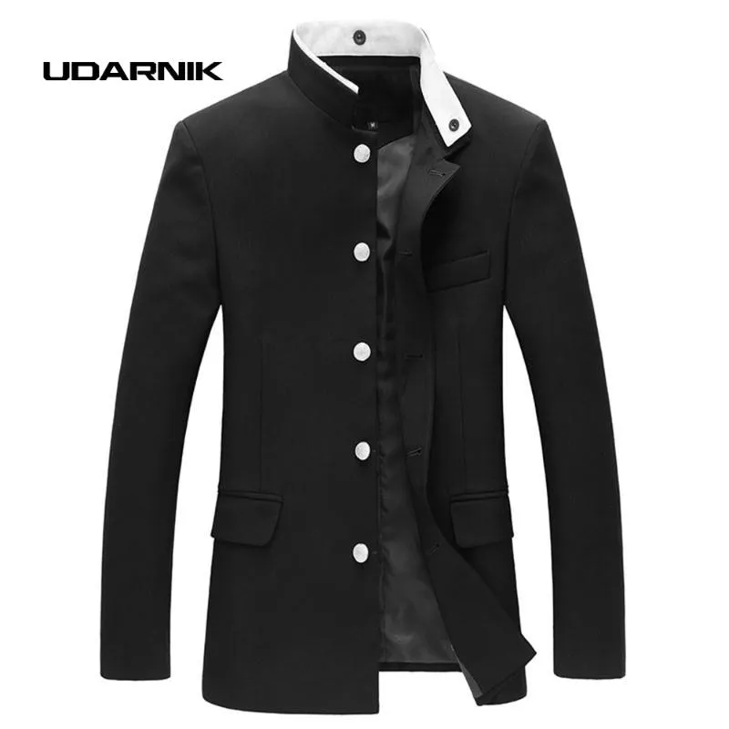 Mężczyźni Czarna Szczupła Kurtka Tuniczna Pojedynczy Breasted Blazer Japoński Mundur szkolny Gakuran College Coat 047-4842 Męskie garnitury Blazers