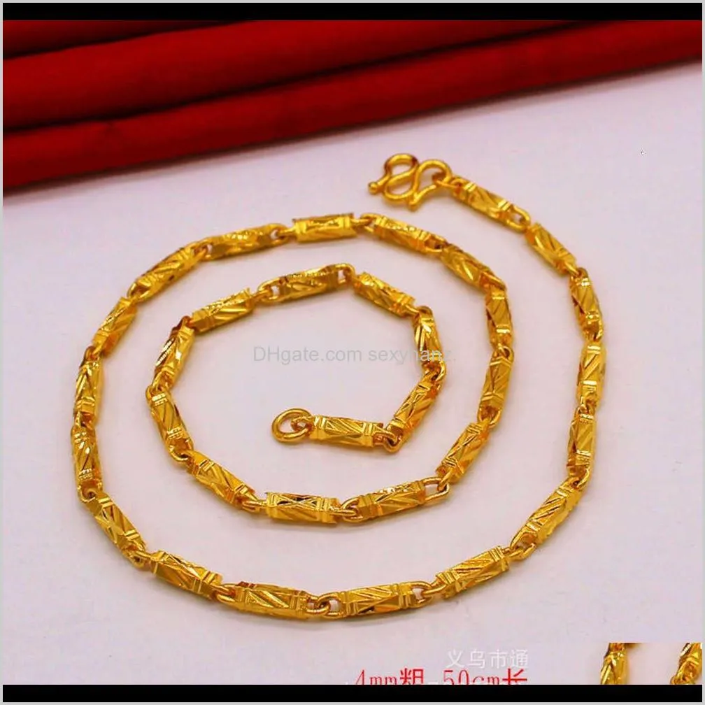 pendants fashionable sand bamboo men`s brass gold plated cylindrical necklace women`s long lasting jewelry