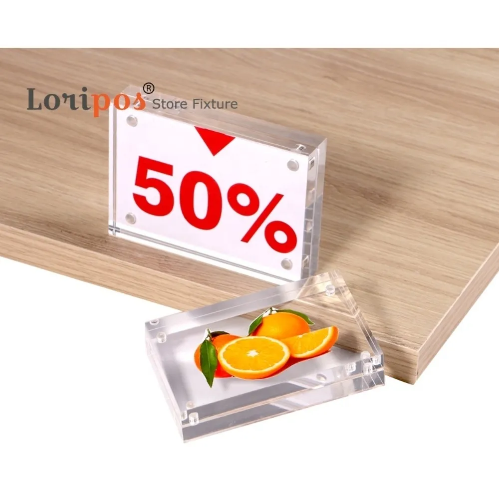Strong Magnetic Acrylic Frame Table Desk Sign Photo Picture Poster Label Holder Case Name Card Display Stand