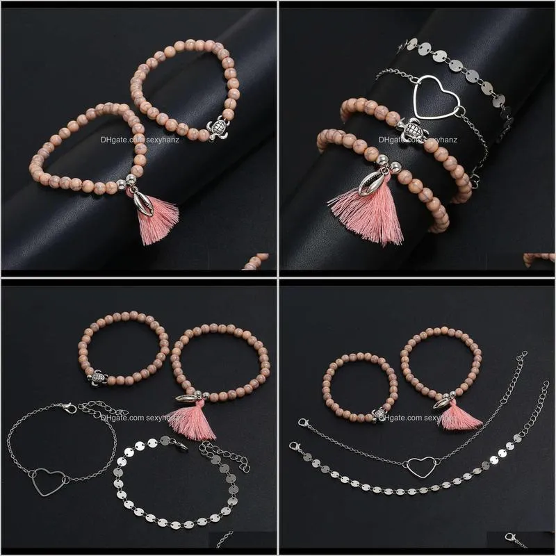 jewelry shell sequin bead chain tassel bracelet four piece suit anklet bn-79