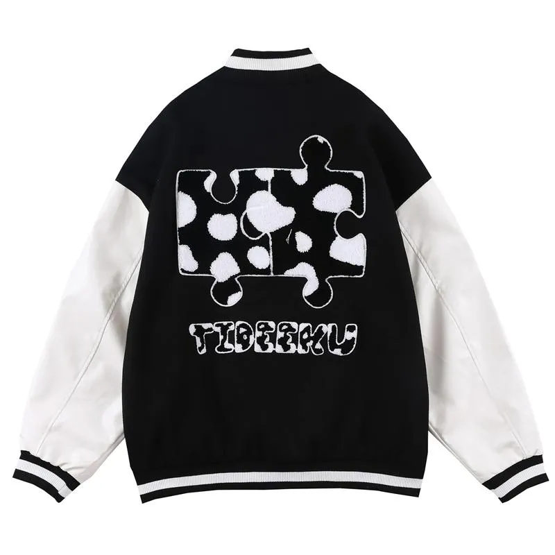 Männer Jacken Hip Hop Baseball Jacke Mantel Männer Frauen Paar Brief Ärmel Patchwork Übergroße Streetwear Bomber Varisty College Mode