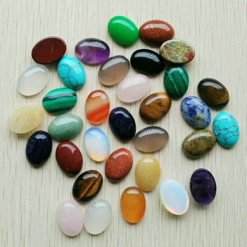 natural stone Assorted Oval flat base cab cabochon Cystal Loose beads for Necklace earrings jewelry & Clothes Accessories making Wholesale 13x18mm