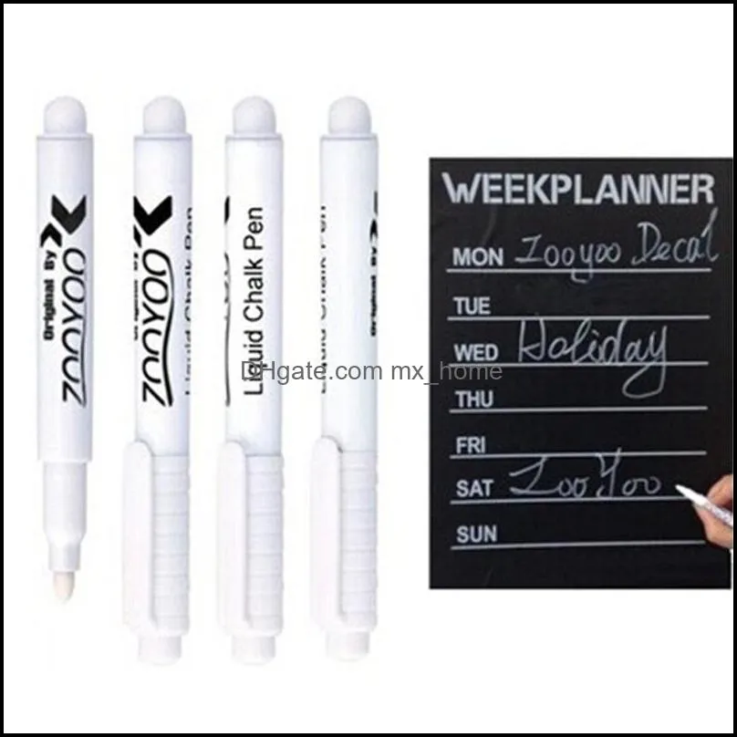 White Liquid Chalk Pen Marker Glass Windows Chalkboard Blackboard Erasable Liquid Ink Pen For Chalkboard Window White Pen RRD13465