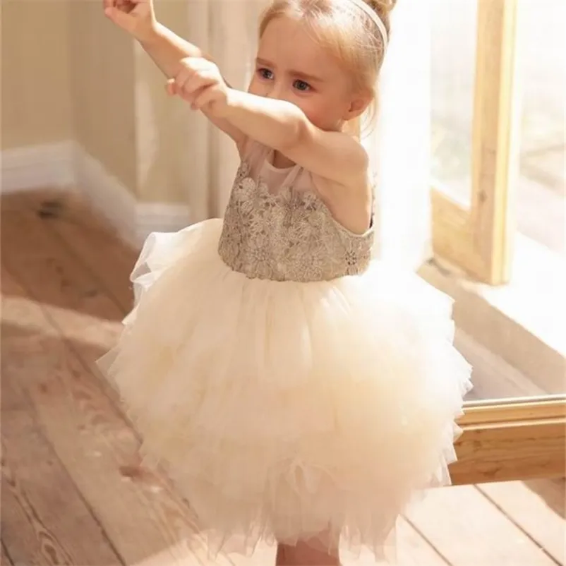 Flower Girl Dresses Embroidered Fluffy Skirt Princess for Party Wedding Baby Clothes 0-8Y HM001 210610