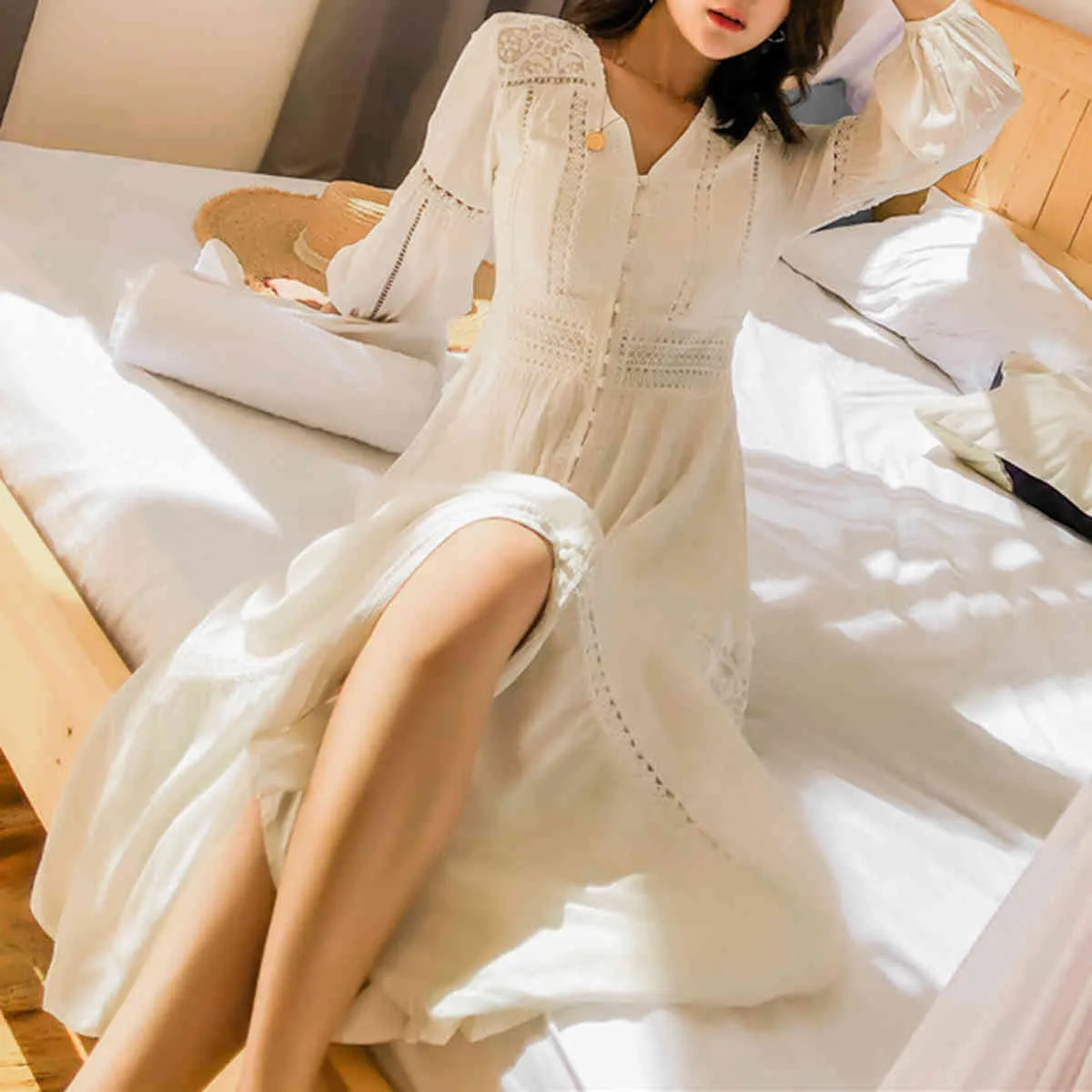 ロンハーマン♡ Organic Cotton V Neck Dress EmersonFryLongsleeveVDressHemp