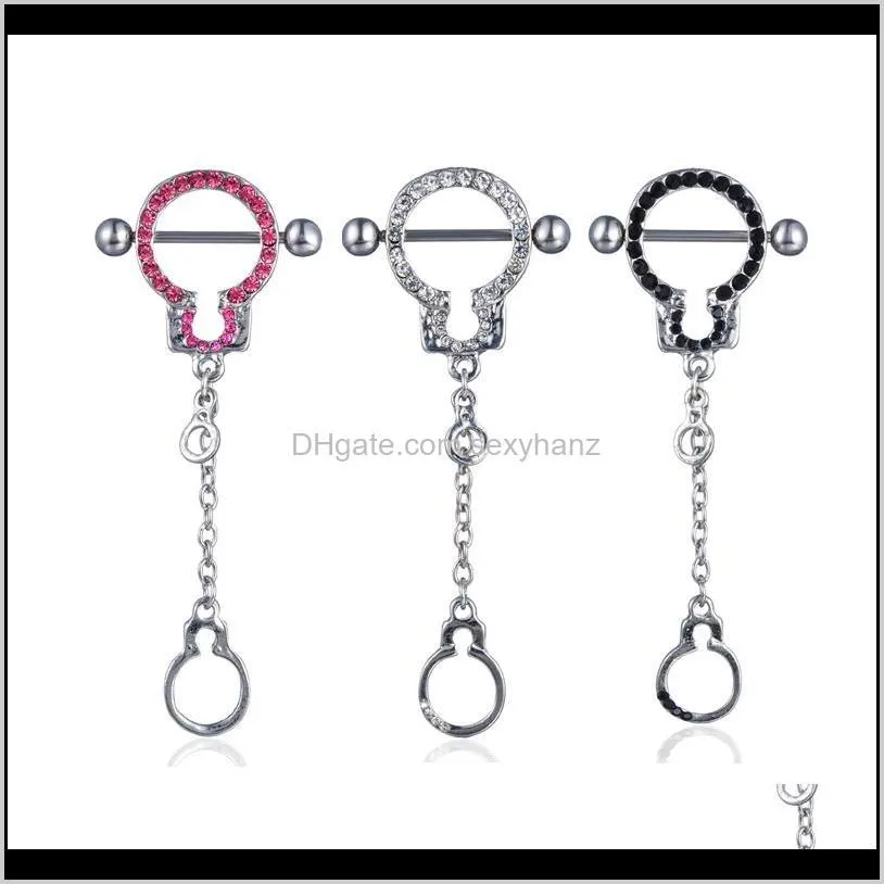 Navel Bell Button Rings D0746 1 Nice Handcuffs Style Capezzolo Anello 10 Pcs Clear Color Stone Drop Piercing Body Jewelry G6K5Z Hj5Ky