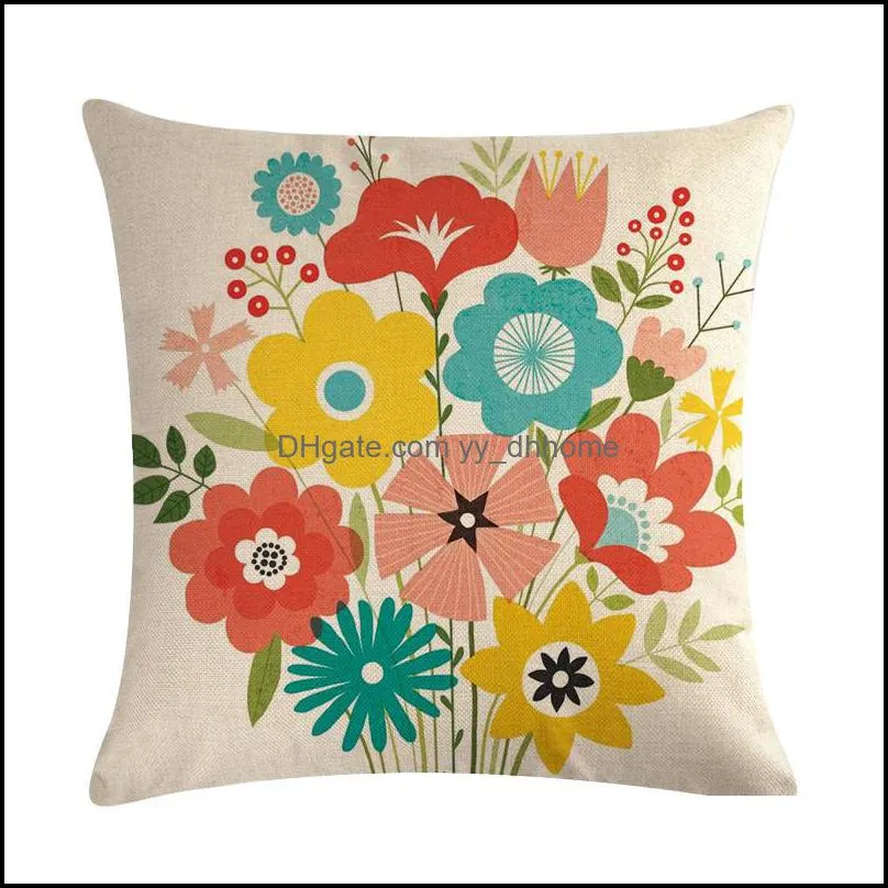 45cm*45cm Linen Cotton Pillow Covers Sofa Pillow Case Flower Plant Cushion Cover Living Room Decorative Pillows