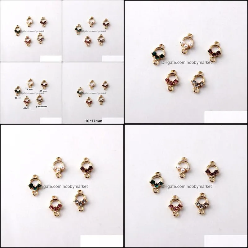 Zircon Pearl Pendant Double Hole Connector Pendants for Jewelry Making DIY Necklaces Earrings Bracelets Accessories Wish Gift