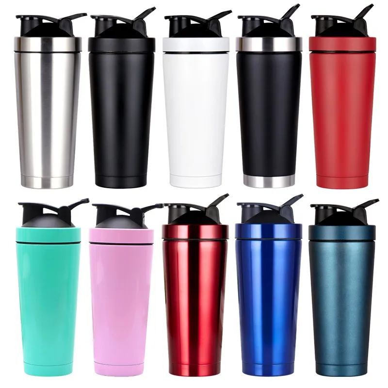 Proteïne Shaker Cup Rvs Geïsoleerde Mok Waterfles Outdoor Gym Training Drink Poeder Melk Mixer Travel Draagbare Flessen Wll918