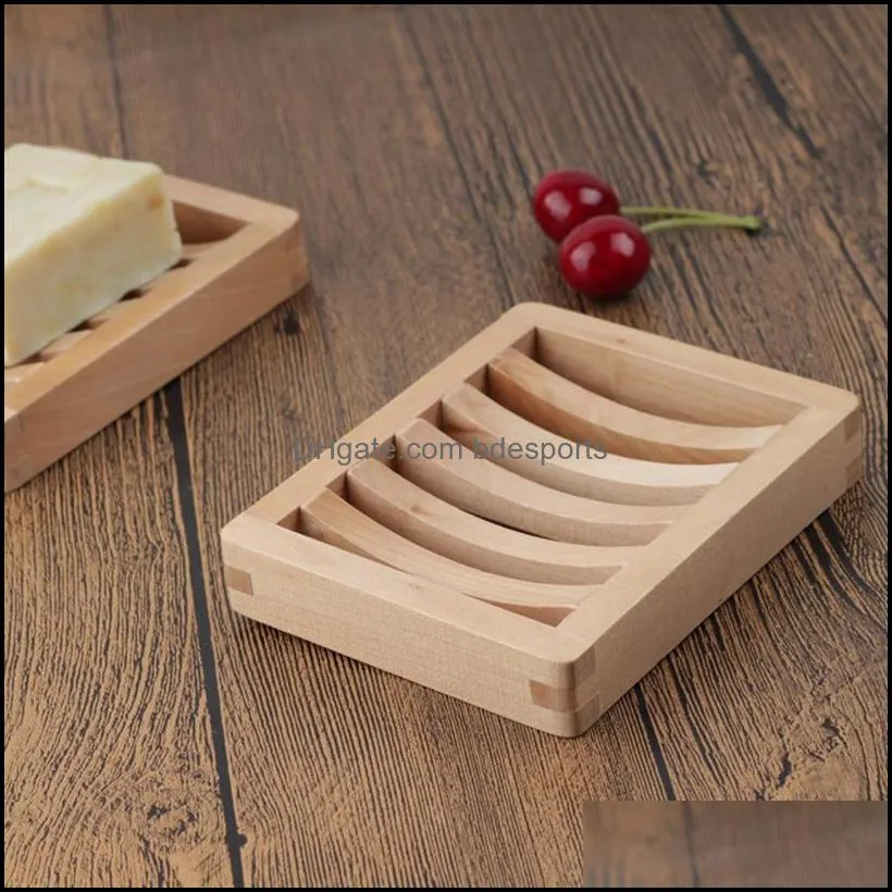 Durable Wooden Soap Dish Tray Holder Storage Rack Plate Box Container for Bath Shower Plates Bathroom a02