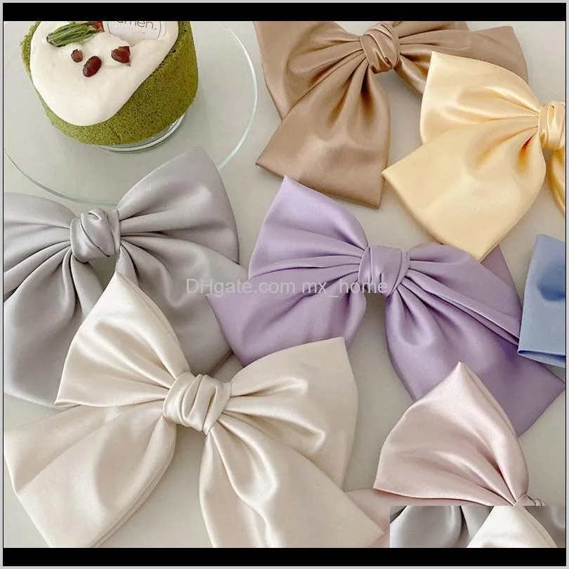 new fashion women girls children lovely large big satin bow hair clips boutique ribbon hair accessories