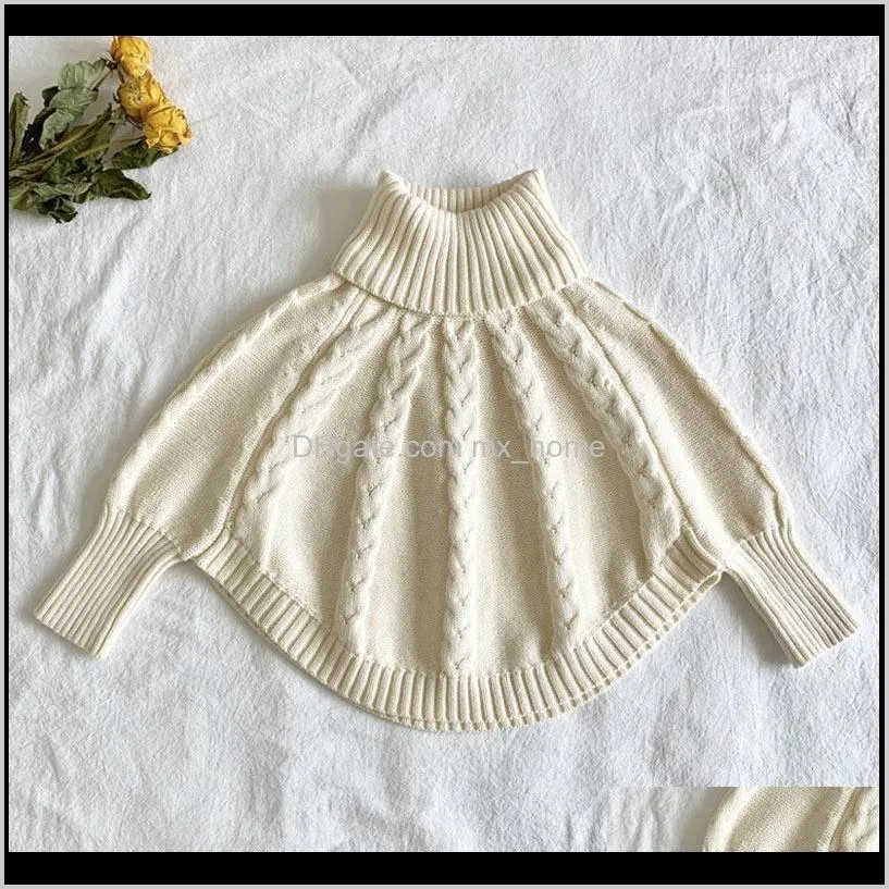 new autumn winter kids girls long sleeve knit turtleneck sweater cloak children clothing baby kids girls pullover sweaters 201103