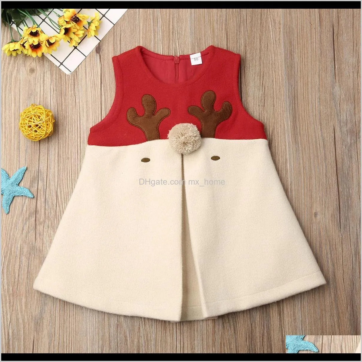 autumn newborn baby girls kids hairy christmas xmas sleeveless vest dress antlers tops cotton clothes outfit