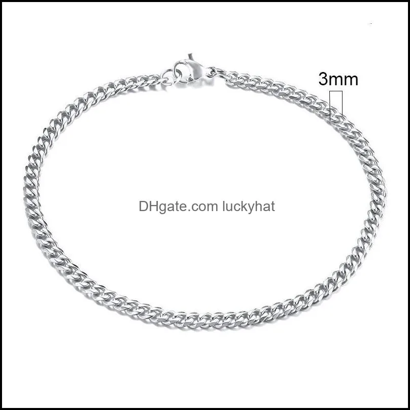 Link, Chain LETAPI Punk Vintage Silver Color Curb Bracelet Fashion Women Men Stainless Steel Bangles