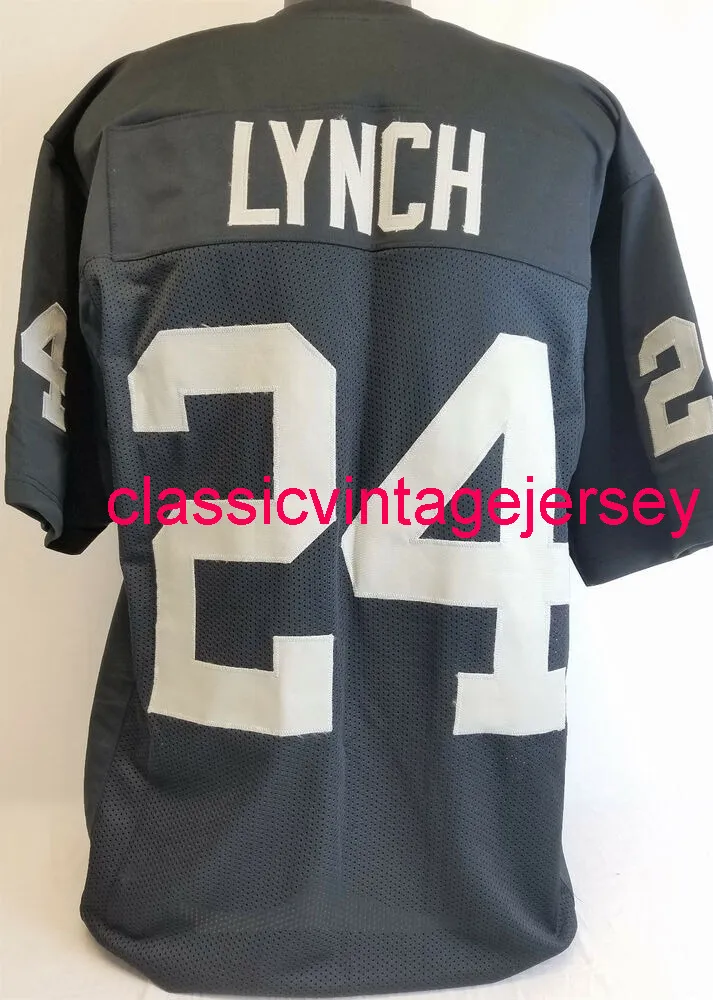 Hommes Femmes Jeunes Marshawn Lynch Maillot de football noir cousu sur mesure