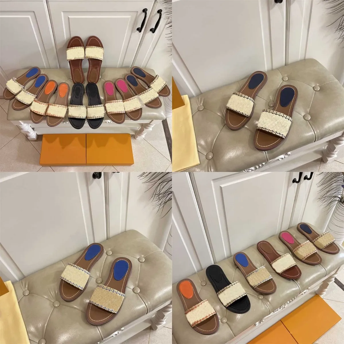 2021 diseñador zapatillas zapatillas clásicos letras bordadas impresión sandalias floral bloqueo enllevan la diapositiva de verano dama de lujo flip flamp caucho inferior zapatilla con caja 35-42