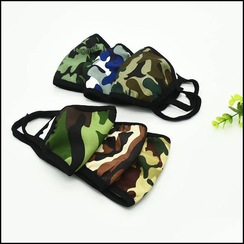 Sports Protective Face Mask Mascherine Double Layer Camo Patternsanti Dust Mouth Masks Anti Droplet Saliva Respirators For Outdoor 1ry