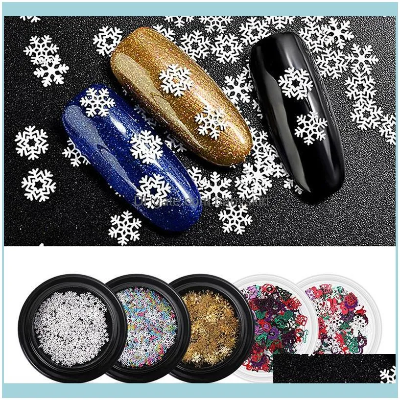 Nail Art Salon Health Beauty Nail Glitter Christmas Snowflake Holographics Sequins Glitters Gold Metal Slices H7xat