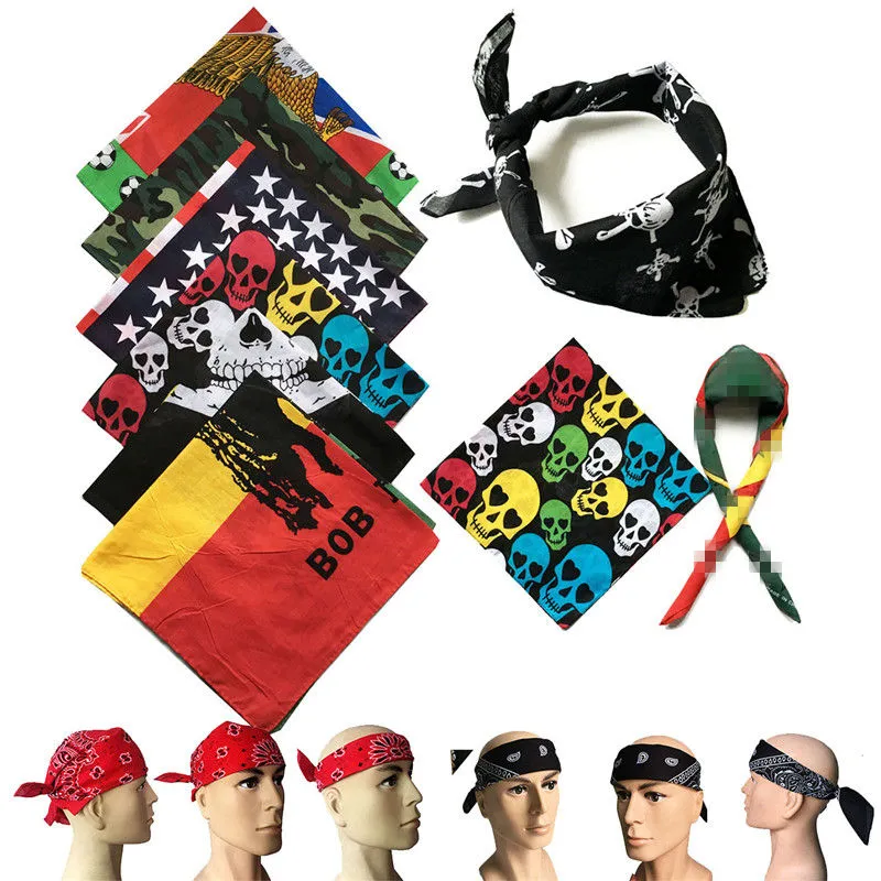 2021 Household Sundries Pure cotton hip-hop square outdoor sports cycling skeleton head wrap dance men and women scarf mask 188 styles 