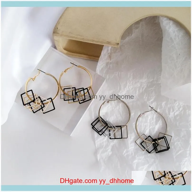 Unique Design Women Statement Jewelry Gold Silver Color Multi Layer Geometric Round Hoop Earrings For Girls Tassels Gift & Huggie