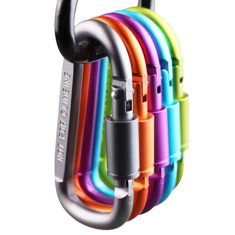 8 سنتيمتر الألومنيوم carabiner d-ring مفتاح سلسلة كليب التخييم كيرينغ المفاجئة هوك السفر عدة