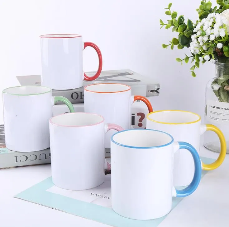 320ml Ceramic Blank Sublimation Mug Heat Transfer MDF Handle Mugs Personality DIY Simple Coffee Cup Gift Supplies SN3934