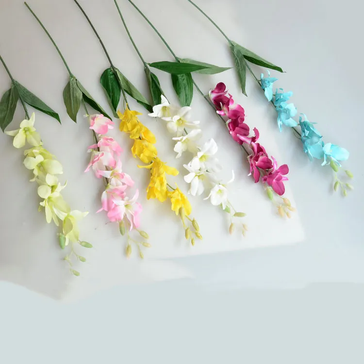 Ramo de flores artificiales de orquídea de simulación, decoración de boda, ramo de flores falsas para el hogar, sala de estar, accesorios de fotografía