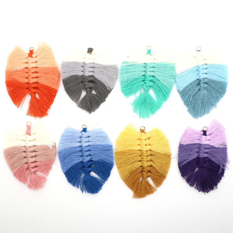 50pcs trois feuilles de couleur gland sac pendentif boucles d'oreilles pendentifs bijoux à bricoler soi-même à la main porte-clés accessoires