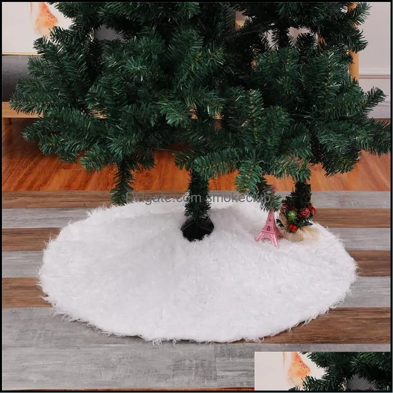 White Round Faux Fur Christmas Tree Skirt 35.5 Inches Diam - Shaggy Shag Faux Sheepskin Christmas Tree Decor