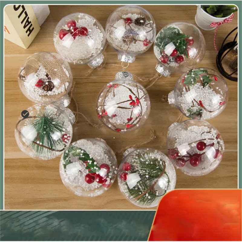 Décoration de boule de Noël transparente 8cm thème décoration d'arbre de Noël pendentif boules en plastique