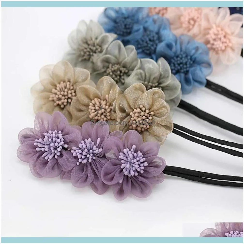 Fashion Women Flower Hair Curls Bun Head Band Maker Magic Making Tools Ribbon Bowknot Accessories