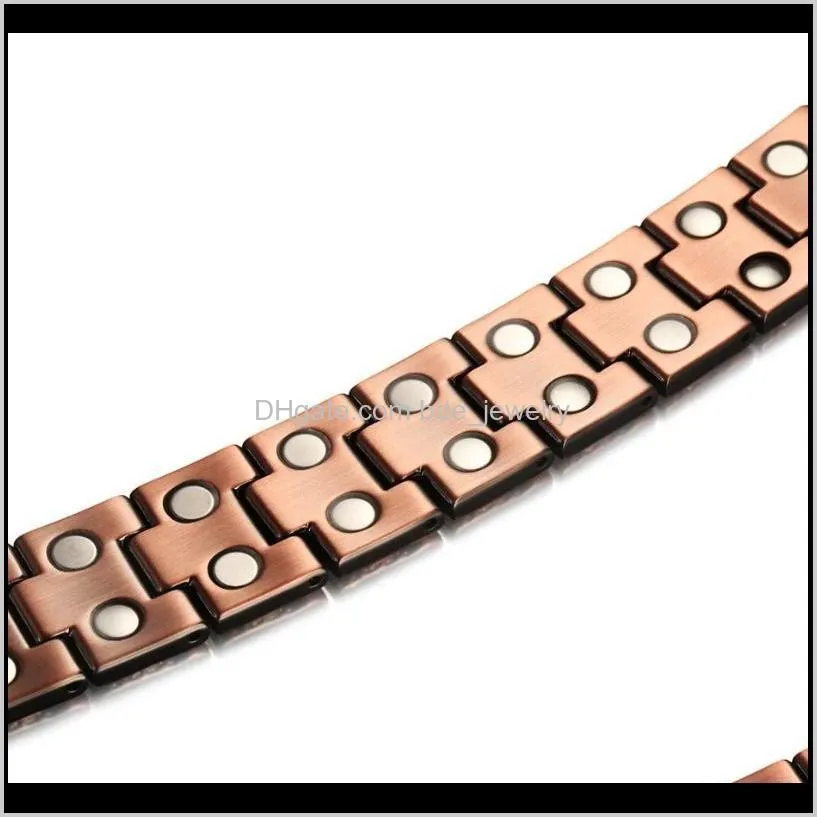 vintage pure copper magnetic pain relief bracelet for men therapy double row magnets dragon pattern link chain bracelets jewelry