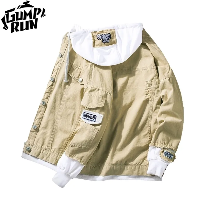 Men's Autumn Hooded Denim bomber jacket - Hip Hop Style
