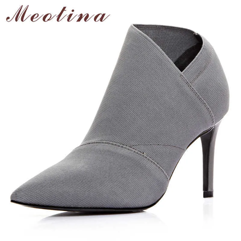 Meotina أحذية النساء سوبر عالية الكعب مضخات أشار تو الخنجر الكعوب الأحذية الإناث الخريف اللباس السيدات أحذية رمادي الحجم 33-40 210608