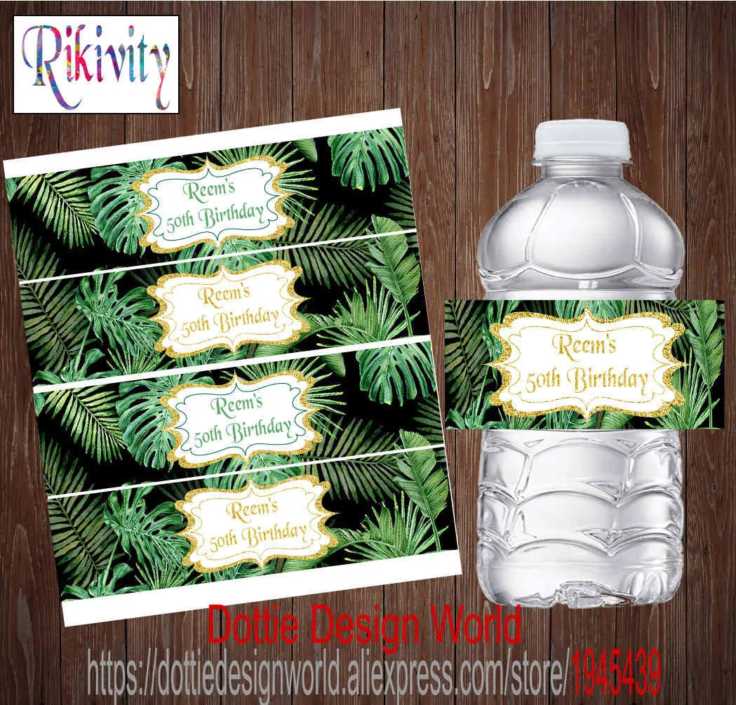 20 Custom Jungle Forest Safari Tropische Waterfles Wijn Bieretiketten Snoep Bar Wrapper Sticker Verjaardag Baby Shower Decoratie 210408