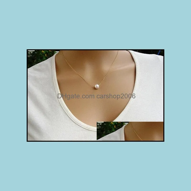 Simple Imitate Pearl necklace Fashion Statement Clavicle Chains Necklace For Women Jewelry 2Color Gold and Silver Cheap Wholesale