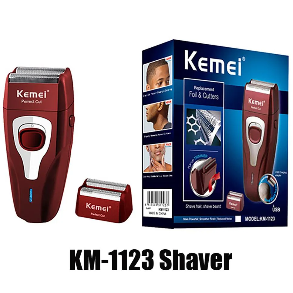 Kemeei km-1123 barbeador sem fio elétrico perfeita Perrieto corte gêmeo homens lâmina flutuante com lâmina de trimmer recarregável DHLA09