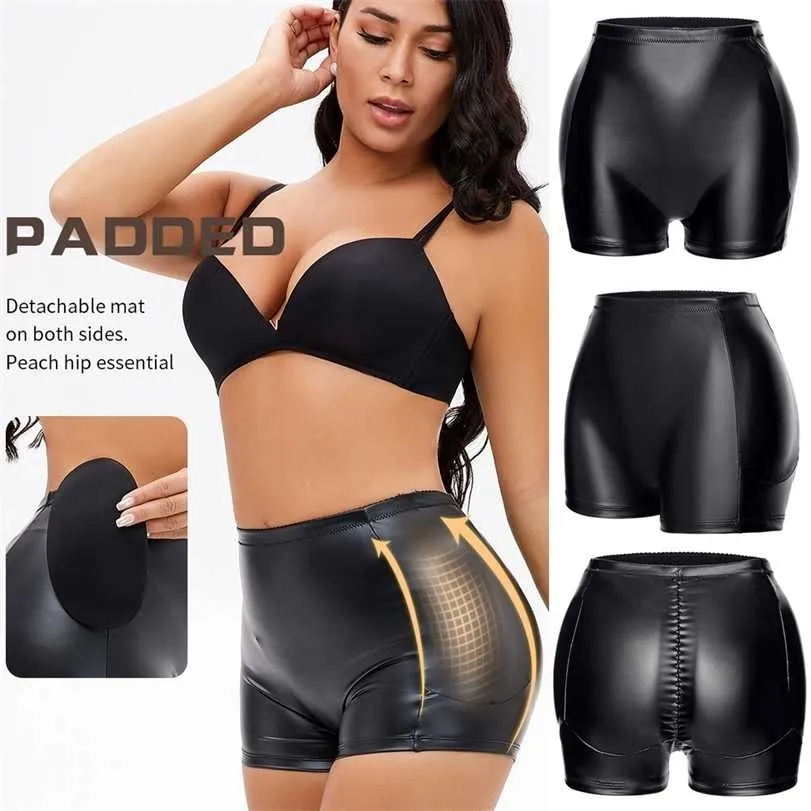 Womens PU Leather Butt Lifter Bodysuit With Hip Pads And Waist