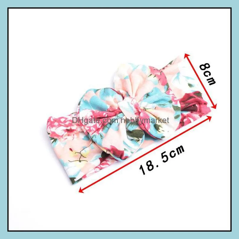 6 style Baby Bow Flower headband Bohemian hairband Children Printing Big Bow Baby Girls Elegant Hair Wrap hair accessories Wholesale