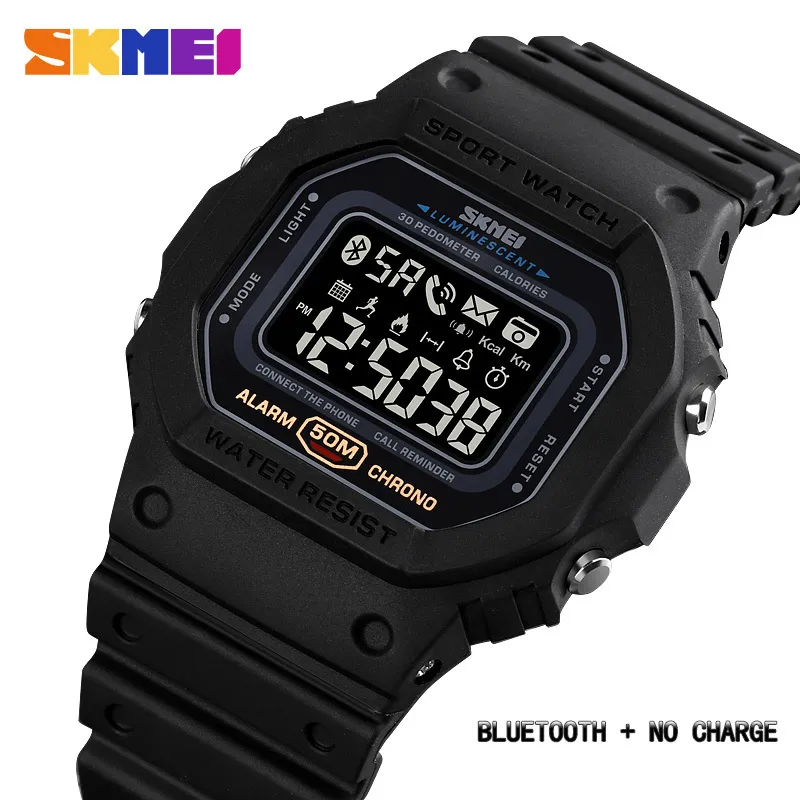 Skmei LED шагомер Calorie Mens Tracker Chrono Водонепроницаемые мужские наручные часы Смотреть моду спортивные мужские часы Reloj Hombre 1743 Q0524