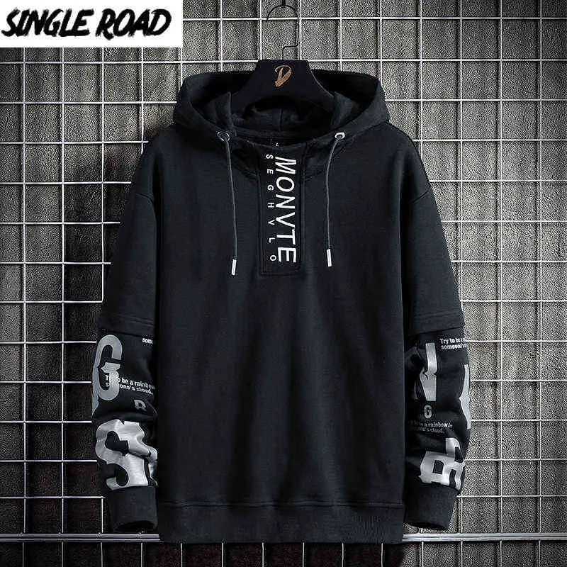 Single Road Mens Hoodies Men Patchwork Fashion Harajuku Sweatshirt