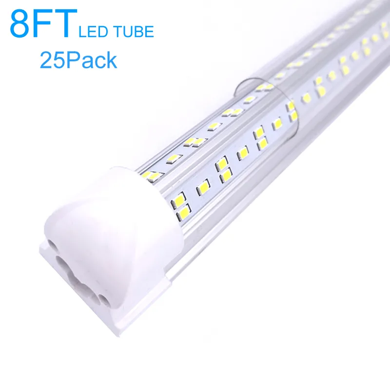 4FT 8FT LED-lampor V-formade integrerade rörljusarmaturer 144W 4 Row LEDS SMD2835 100LM / W-lager i USA (25Pack)