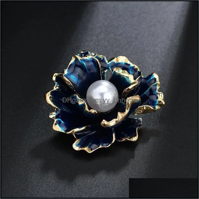 Pins, Brooches Enamel Flower Brooch Shirt Jewelry High Quality Clothes Accessories Pins Bag Metal Creative Boutonniere Cute Alloy