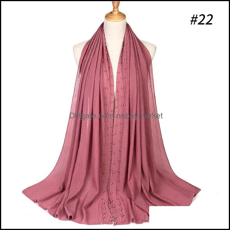 New Pearl Scarves big size crumple bubble chiffon solid crinkled shawls pleat headband hijab muslim wraps scarves/scarf